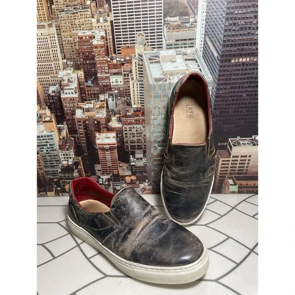 BED STU Hermione Tan Rustic Brown Distressed Leather Slip On Shoes Womens Sz 10 - Picture 2 of 10